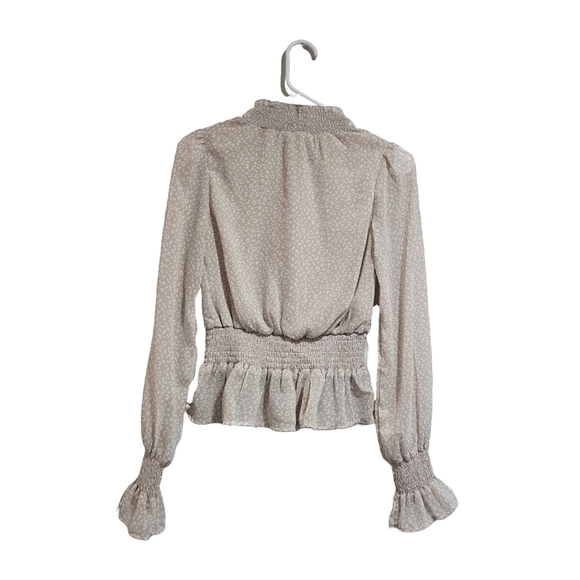 Chic Cream Long Sleeve Blouse - Picture 6 of 11